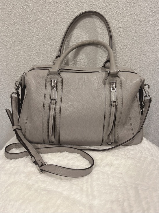 Michael Kors Handbags - Michael Kors Gray Pebbled Leather Satchel Handbag w/ Crossbody & Silver Hardware